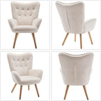 Armchair with Footstool Comfy Velvet Living Room Reading