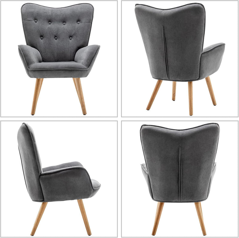 Armchair with Footstool Comfy Velvet Living Room Reading