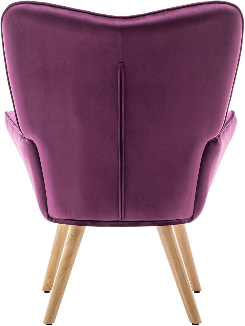 Armchair with Footstool Comfy Velvet Living Room Reading