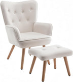 Armchair with Footstool Comfy Velvet Living Room Reading