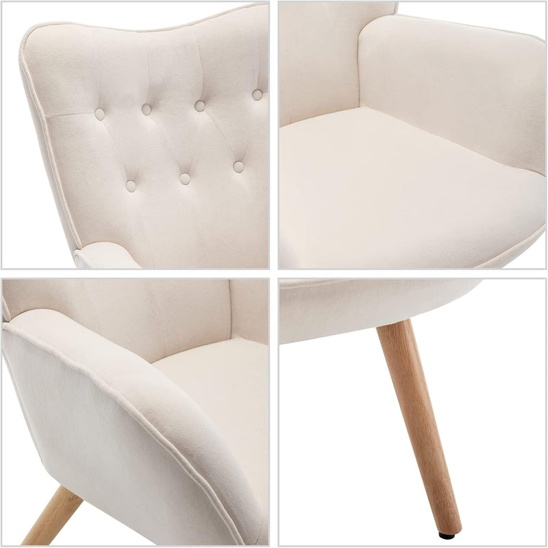 Armchair with Footstool Comfy Velvet Living Room Reading