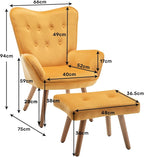 Armchair with Footstool Comfy Velvet Living Room Reading