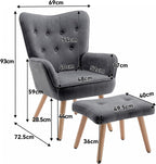 Armchair with Footstool Comfy Velvet Living Room Reading