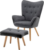 Armchair with Footstool Comfy Velvet Living Room Reading