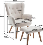 Armchair with Footstool Comfy Velvet Living Room Reading