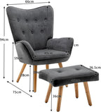 Armchair with Footstool Comfy Velvet Living Room Reading