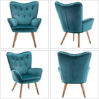Armchair with Footstool Comfy Velvet Living Room Reading