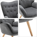 Armchair with Footstool Comfy Velvet Living Room Reading