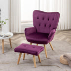 Armchair with Footstool Comfy Velvet Living Room Reading