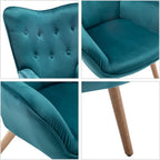 Armchair with Footstool Comfy Velvet Living Room Reading