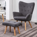 Armchair with Footstool Comfy Velvet Living Room Reading