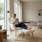 Armchair with Footstool Comfy Velvet Living Room Reading