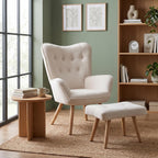 Armchair with Footstool Comfy Velvet Living Room Reading