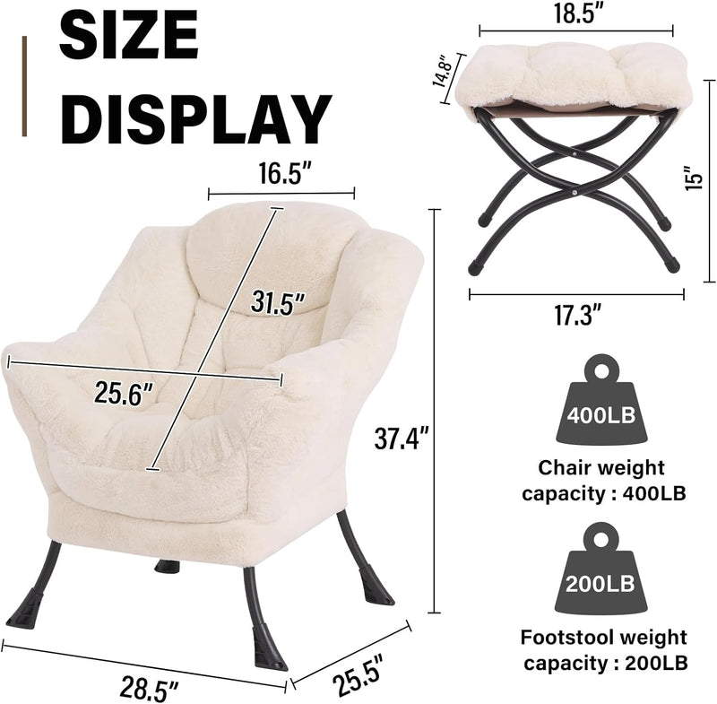 Armchair with Ottoman Comfy Upholstered Lounge Reading Chair