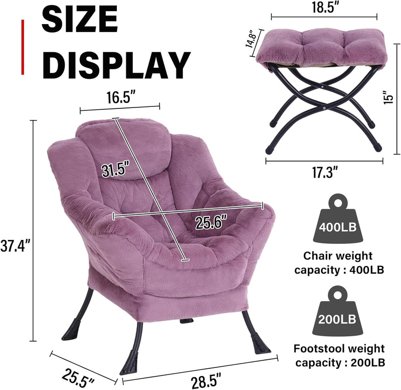 Armchair with Ottoman Comfy Upholstered Lounge Reading Chair