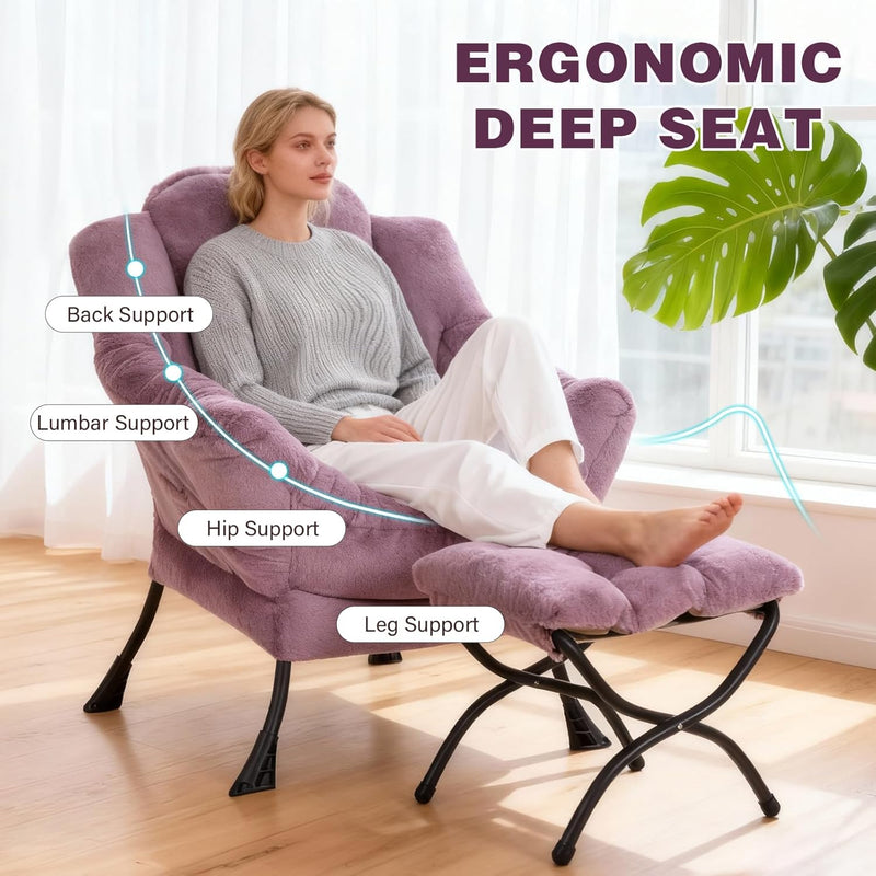 Armchair with Ottoman Comfy Upholstered Lounge Reading Chair