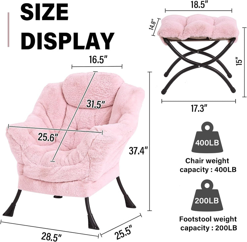 Armchair with Ottoman Comfy Upholstered Lounge Reading Chair