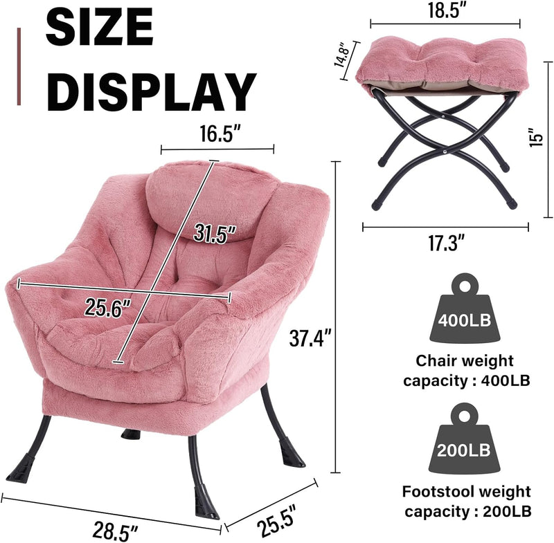 Armchair with Ottoman Comfy Upholstered Lounge Reading Chair