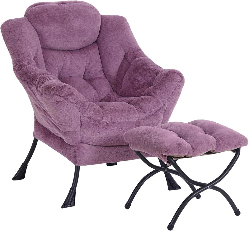 Armchair with Ottoman Comfy Upholstered Lounge Reading Chair