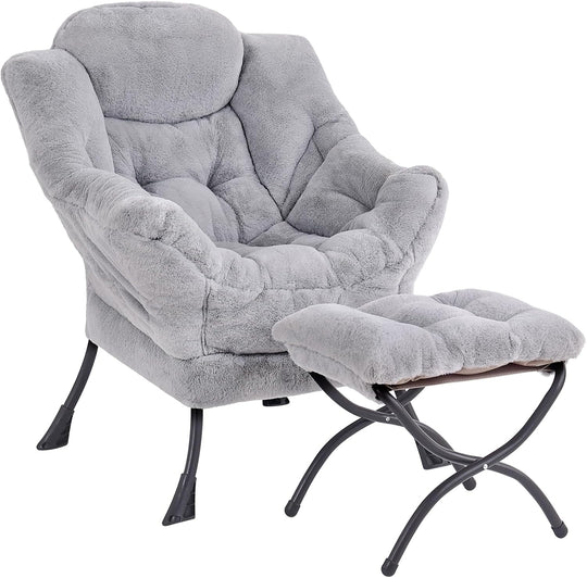 Armchair with Ottoman Comfy Upholstered Lounge Reading Chair