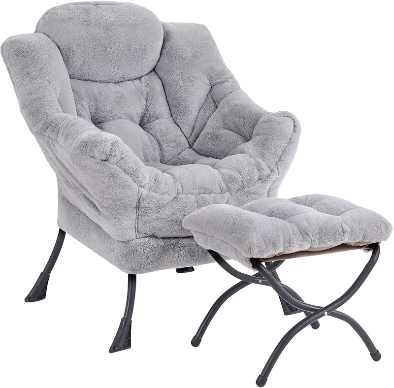 Armchair with Ottoman Comfy Upholstered Lounge Reading Chair