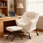 Armchair with Ottoman Comfy Upholstered Lounge Reading Chair