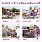 Armchair with Ottoman Comfy Upholstered Lounge Reading Chair