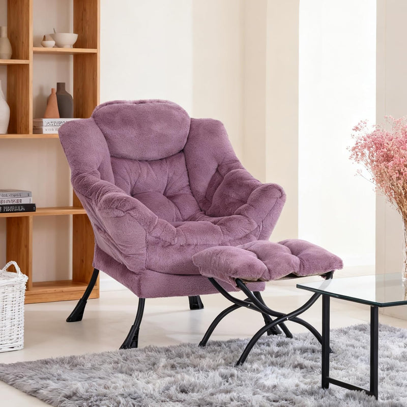 Armchair with Ottoman Comfy Upholstered Lounge Reading Chair