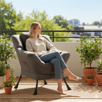 Armchair with Ottoman Comfy Upholstered Lounge Reading Chair