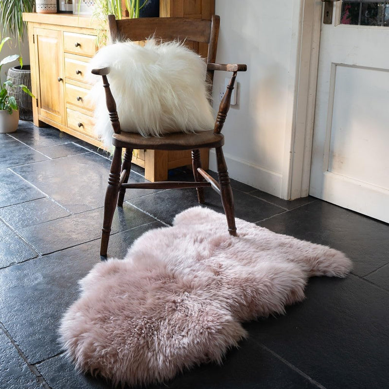 Arthur Cameron Genuine Double-Fleece Sheepskin Rug with a
