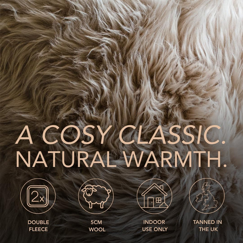 Arthur Cameron Genuine Double-Fleece Sheepskin Rug with a