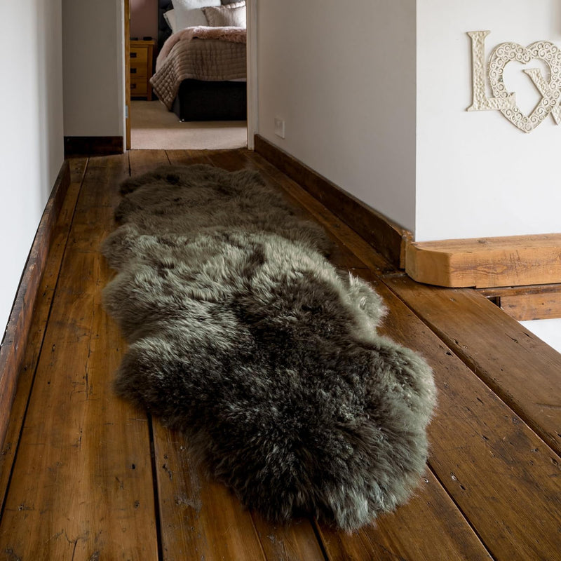 Arthur Cameron Genuine Double-Fleece Sheepskin Rug with a
