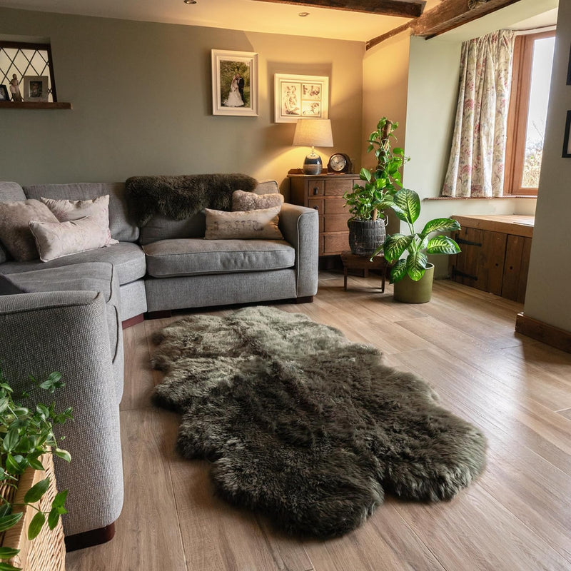 Arthur Cameron Genuine Double-Fleece Sheepskin Rug with a