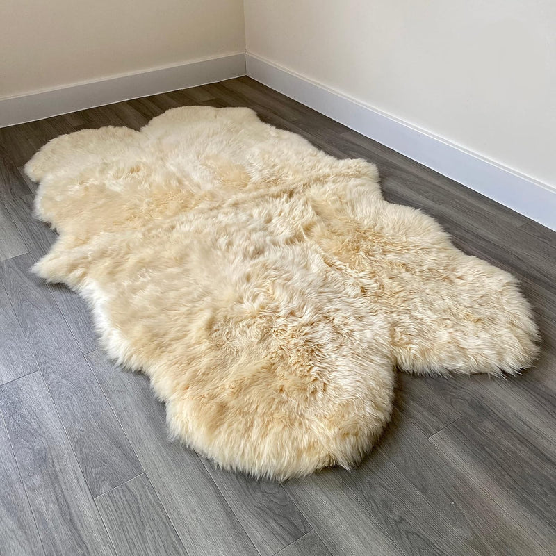 Arthur Cameron Genuine Double-Fleece Sheepskin Rug with a