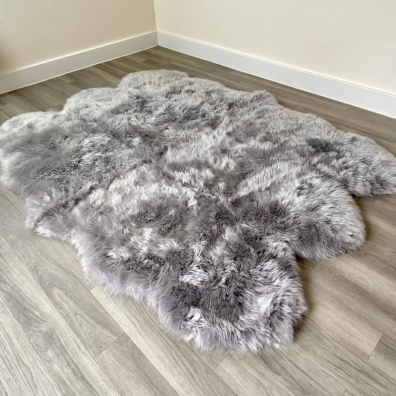 Arthur Cameron Genuine Double-Fleece Sheepskin Rug with a