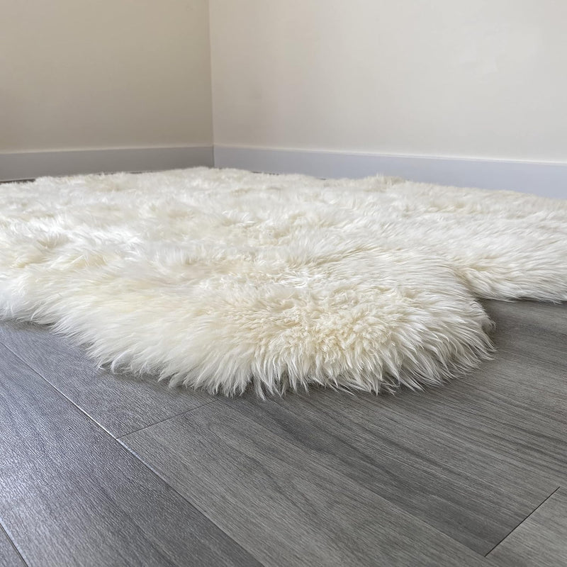 Arthur Cameron Genuine Double-Fleece Sheepskin Rug with a
