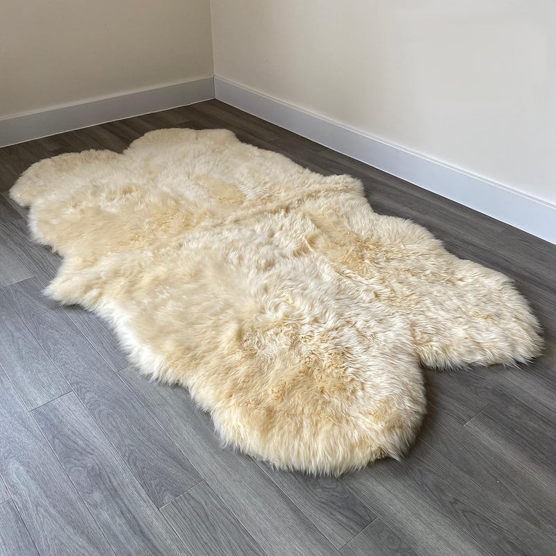 Arthur Cameron Genuine Double-Fleece Sheepskin Rug with a
