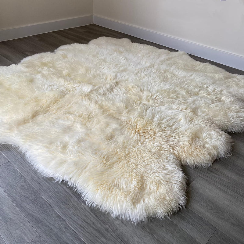 Arthur Cameron Genuine Double-Fleece Sheepskin Rug with a