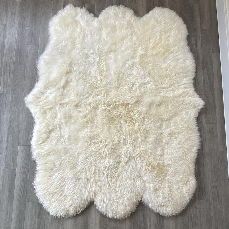 Arthur Cameron Genuine Double-Fleece Sheepskin Rug with a