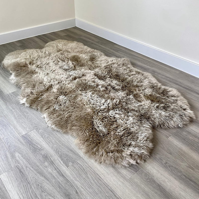 Arthur Cameron Genuine Double-Fleece Sheepskin Rug with a