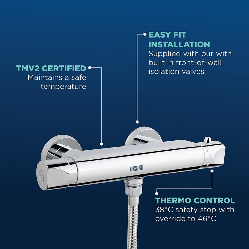 Artisan Thermostatic Shower Mixer Bar Valve Scratch Resistant