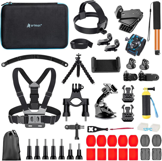 Artman Action Camera Accessories Kit 60-In-1 for Hero