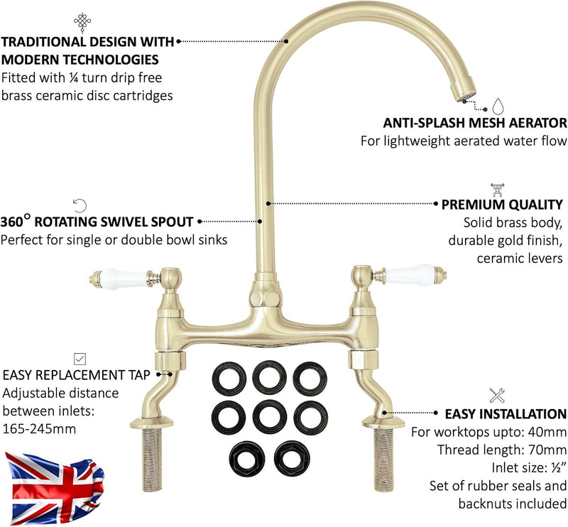 Astbury Deck Mounted Brushed Nickel Kitchen Sink Mixer