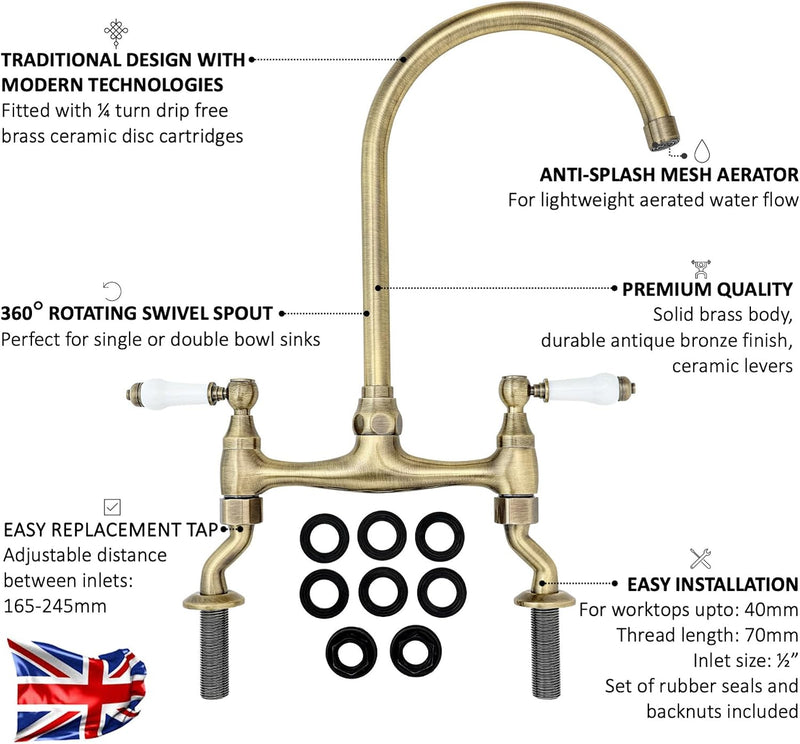 Astbury Deck Mounted Brushed Nickel Kitchen Sink Mixer