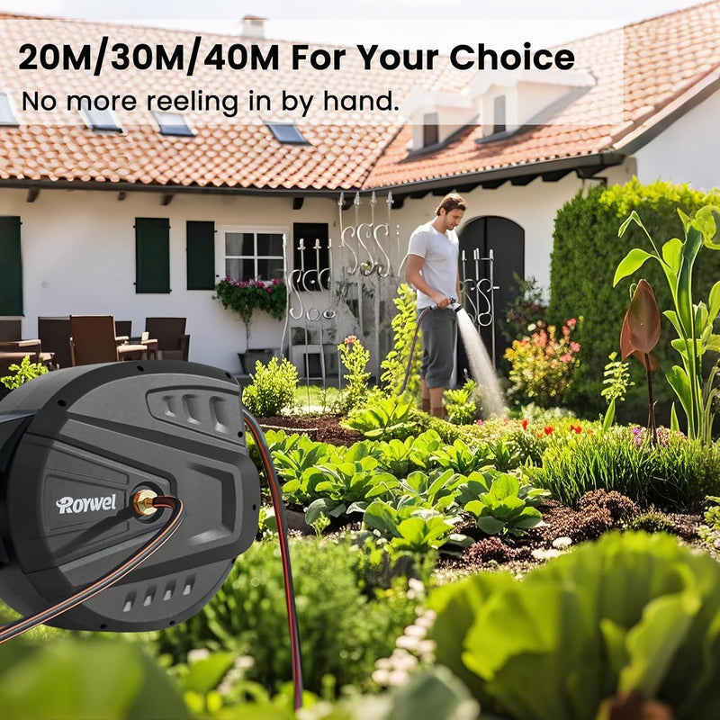 Auto Reel Garden Hose 30m Wall Mounted Rewind