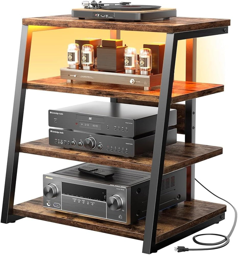 Av Media Stand with Outlets 4-Tier Console LED