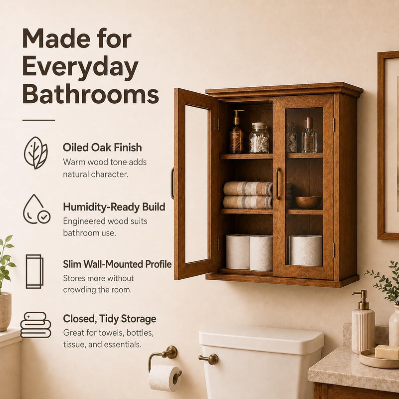 Avery Two-Door Wall Cabinet Oiled Oak Veneer