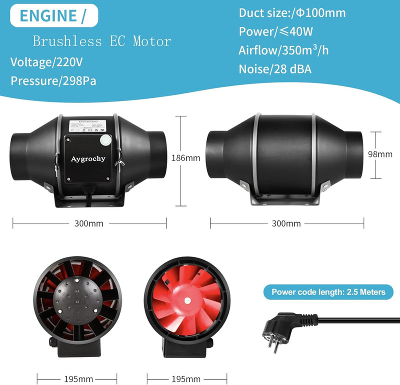 Inline Duct Fan 100MM 4 Inch Extractor