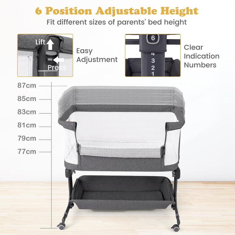 Baby Bedside Crib Foldable Toddler Side Cot