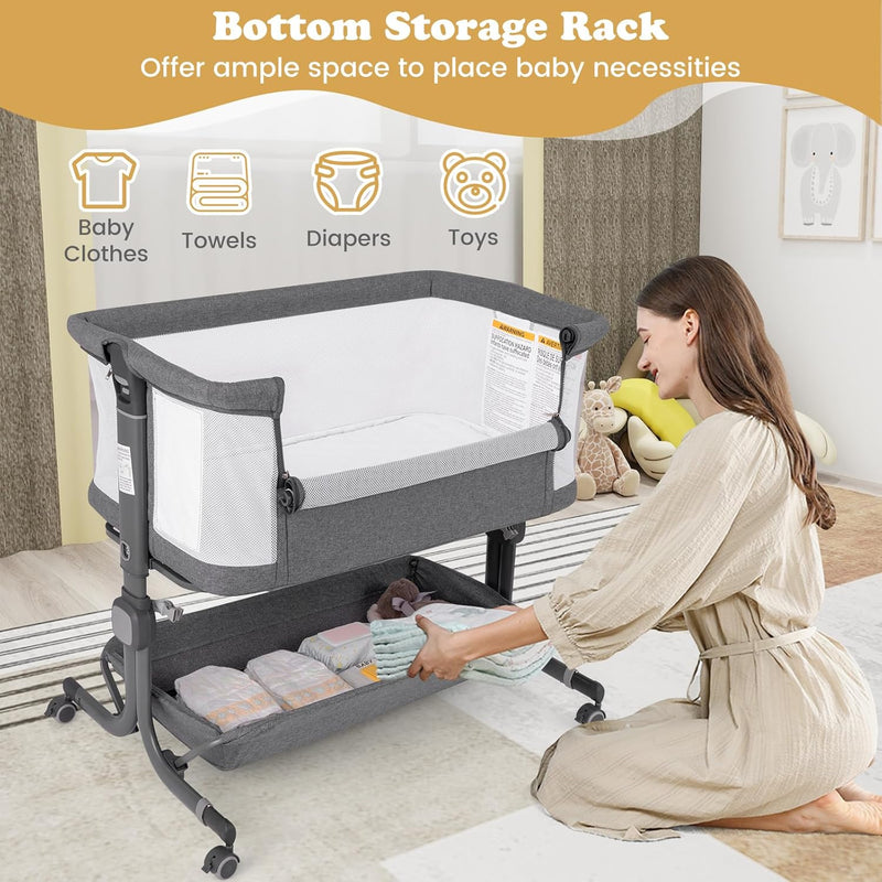 Baby Bedside Crib Foldable Toddler Side Cot